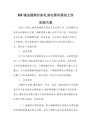 XX镇治理高价彩礼深化移风易俗工作实施方案.docx