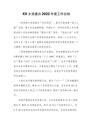 XX乡党建办2022年度工作总结.docx