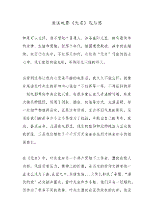 爱国电影《无名》观后感.docx