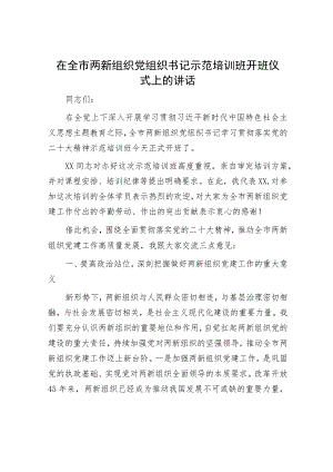 在全市两新组织党组织书记示范培训班开班仪式上的讲话.docx