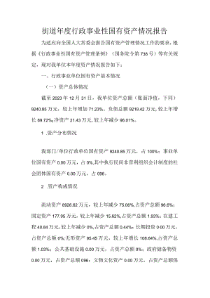 街道年度行政事业性国有资产情况报告.docx