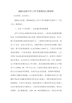 2023民政半年工作开展情况汇报材料.docx