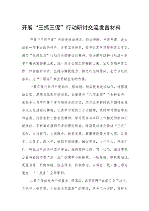 【共3篇】开展“三抓三促”行动研讨交流发言材料范文.docx