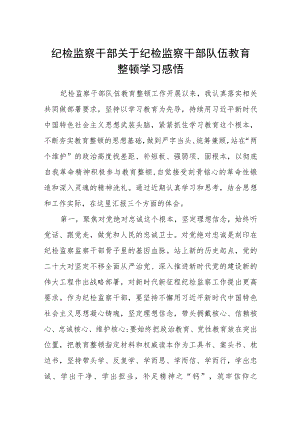 纪检监察干部关于纪检监察干部队伍教育整顿学习感悟（3篇）范本.docx