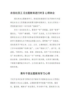 农信社员工【主题教育进行时】心得体会范文（参考三篇）.docx