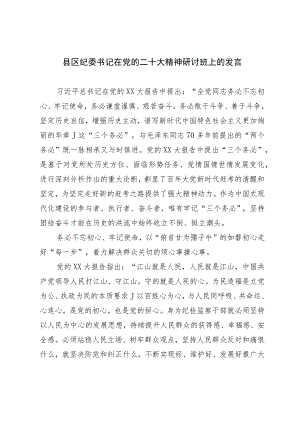 县区纪委书记 在党的二十大精神研讨班上的发言.docx
