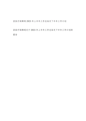 2023年上半年县医疗保障局工作总结及下半年工作计划2篇.docx