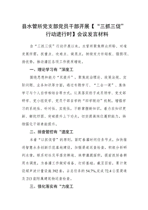县水管所党支部党员干部开展【“三抓三促”行动进行时】会议发言材料（3篇）.docx