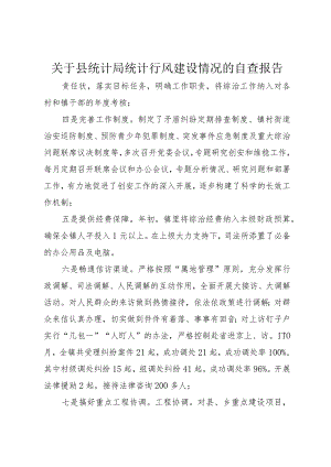 【精品文档】关于县统计局统计行风建设情况的自查报告（整理版）.docx
