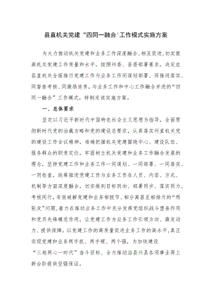 【组织党建】县直机关党建“四同一融合”工作模式实施方案.docx