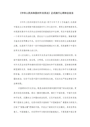 《中华人民共和国对外关系法》正式施行心得体会发言、处理好自立自强与对外开放的关系.docx