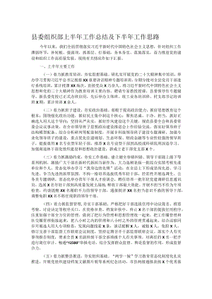 县委组织部上半年工作总结及下半年工作思路.docx