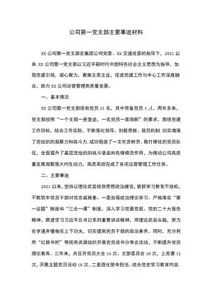公司第一党支部主要事迹材料.docx