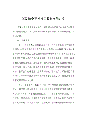 XX镇全面推行田长制实施方案.docx