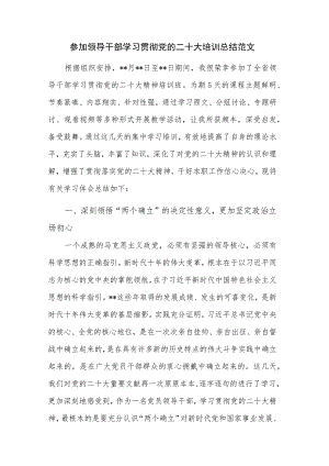 参加领导干部学习贯彻党的二十大培训总结范文.docx