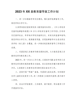 2023年XX县人民政府教育督导室工作计划.docx