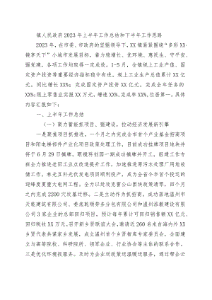 镇人民政府2023年上半年工作总结和下半年工作思路.docx