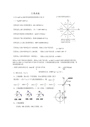三角函数 专题练习题.docx