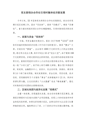【经验交流】党支部领办合作社 引领村集体经济新发展.docx