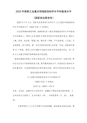 2023年最新工业重点领域能效标杆水平和基准水平.docx