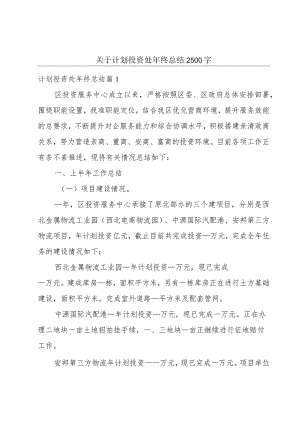 关于计划投资处年终总结2500字.docx