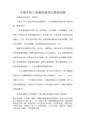 乡镇年轻干部廉政演讲比赛演讲稿.docx