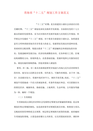 青海省“十二五”规划工作方案范文.docx