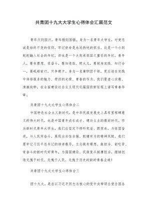 共青团十九大大学生心得体会汇篇范文.docx