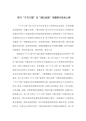 2023学习“千万工程”及“浦江经验”专题研讨发言心得范文12篇（精编版）.docx