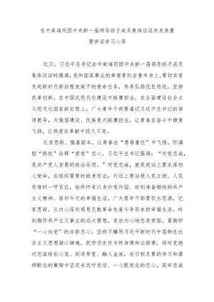 在中南海同团中央新一届领导班子成员集体谈话并发表重要讲话学习心得3篇.docx