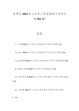 （10篇）2023年关于各单位上半年工作总结和下半年计划.docx