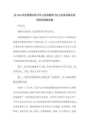 在2023年区委理论学习中心组专题学习会上的发言稿主持词和讲话稿合集.docx