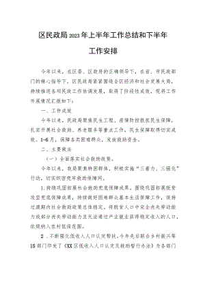 区民政局2023年上半年工作总结和下半年工作安排（20230629）.docx