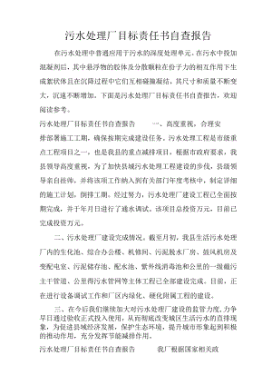 污水处理厂目标责任书自查报告.docx