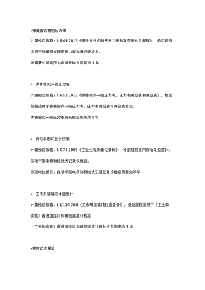 17种常见现场仪表检定周期和检定规程.docx
