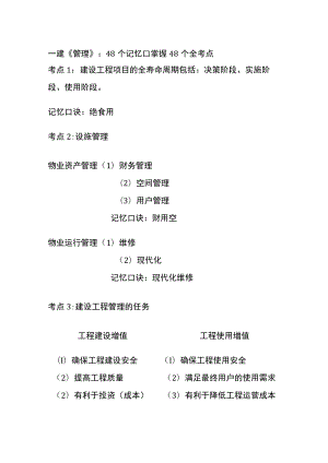 一建《管理》：48个记忆口掌握48个(全考点).docx