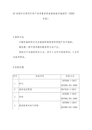 固定式通用灯具产品质量省级监督抽查实施细则(2020年版).docx