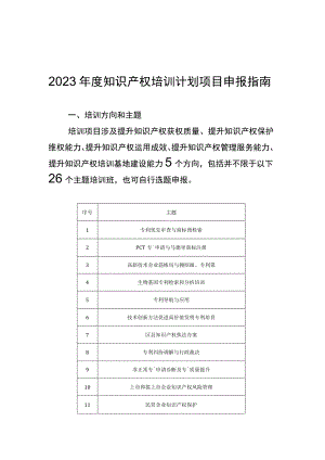 2023年度知识产权培训计划项目申报指南、申报书、承诺书.docx