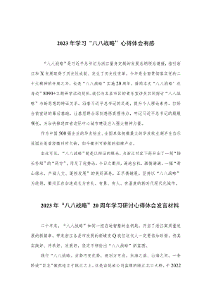 2023年学习“八八战略”心得体会有感八篇通用范文.docx