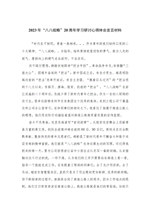 2023年“八八战略”20周年学习研讨心得体会发言材料精选(通用八篇).docx