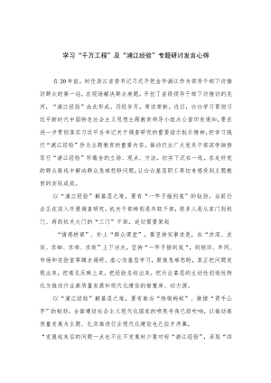 2023学习“千万工程”及“浦江经验”专题研讨发言心得范文（共十篇）.docx