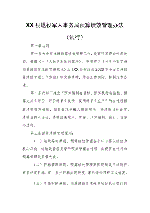 XX县退役军人事务局预算绩效管理办法.docx