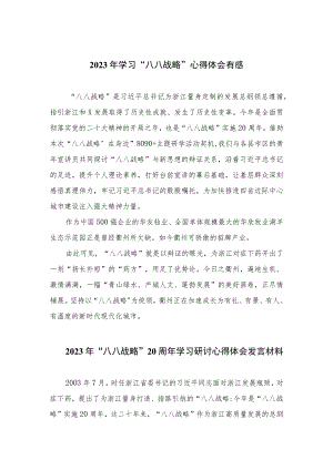 2023年学习“八八战略”心得体会有感（8篇）.docx