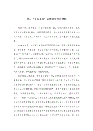 2023学习“千万工程”心得体会发言材料范文(精选10篇).docx