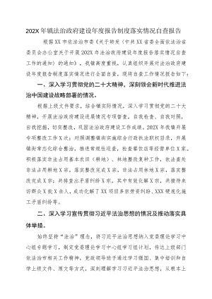 202X年镇法治政府建设年度报告制度落实情况自查报告.docx