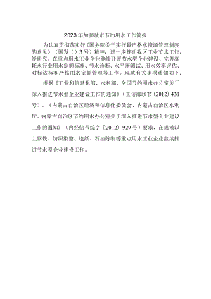 2023年加强城市节约用水工作简报.docx