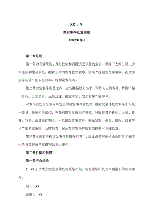 XX小学突发事件处置预案（202X年）.docx