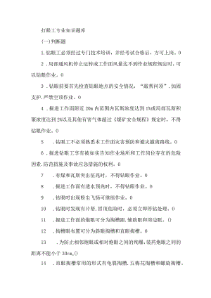 打眼工专业知识题库.docx