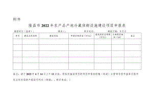 隆昌市2022年农产品产地冷藏保鲜设施建设项目申报表.docx