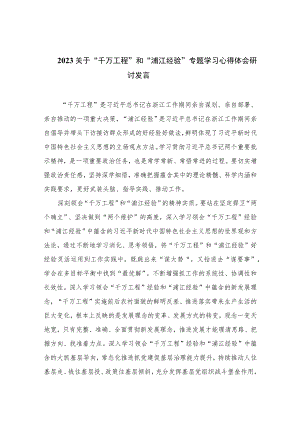 2023关于“千万工程”和“浦江经验”专题学习心得体会研讨发言范文精选（共10篇）.docx